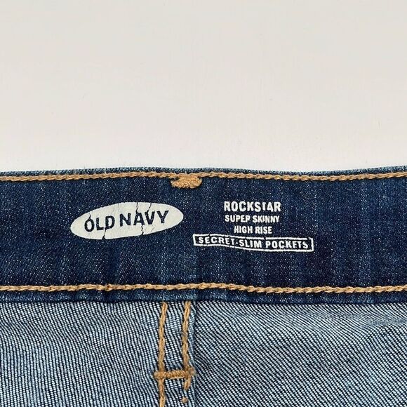 NWT OLD NAVY Women’s Blue Jeans 18 High Waisted Rockstar Super Skinny Slimming - Picture 5 of 15